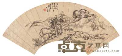 戴熙 戊申（1848） 清泉空亭 扇片 16×51cm